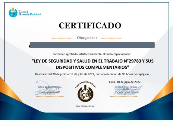 certificado de seguridad y salud en el trabajo