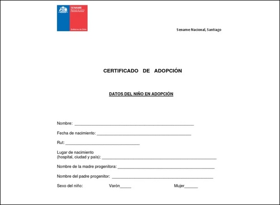 certificado de adopción