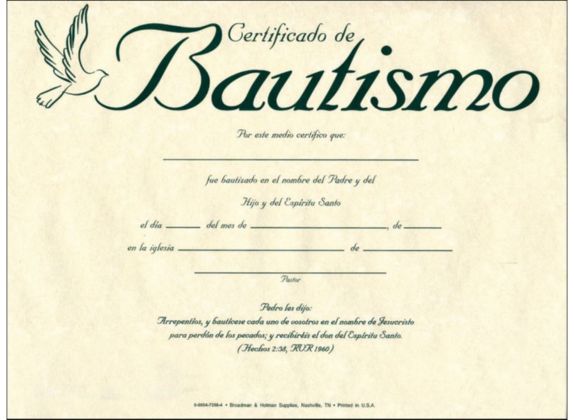 certificado de bautismo