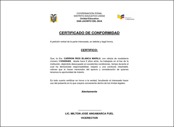 certificado de conformidad