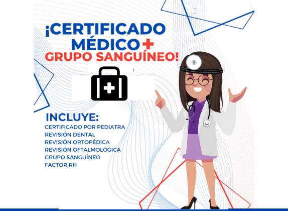 certificado médico con tipo de sangre