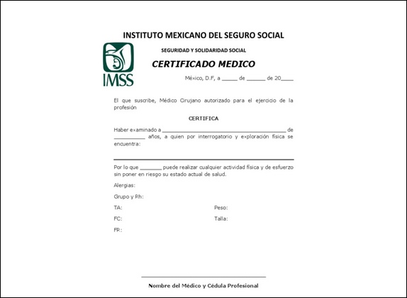 certificado médico imss