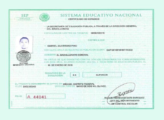 como es un certificado de preparatoria